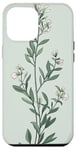 iPhone 12 Pro Max Leaves Botanical Plant Line Art Sage Green Wildflower Floral Case