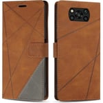 Coque en cuir PU livre pour Xiaomi Poco X3 Pro/Poco X3 NFC - Marron