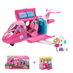 Barbie Pack Mobilier L'Avion De Rêve (GDG76) + Mini-Poupée ​Chelsea Blonde Voyage (FWV20), avec Mobilier, Rangements, +15 Accessoires, 1 Chien, Sac Voyage Et Accessoires, Dès 3 Ans