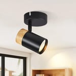 Glitzerlife Deckenstrahler Holz Deckenleuchte 1 Flammig - Deckenspots GU10 Schwenkbar 330° LED Flurlampe Schwarz Vintage Deckenlampe Innen für Gang Flur Wohnzimmer Schlafzimmer Küche Ohne Leuchtmittel