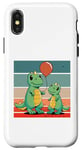 Coque pour iPhone X/XS Dinosaures mignons duo de dinosaures ballon rouge