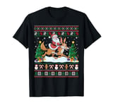 Santa Riding Coyote Boys Girls Kids Ugly Christmas T-Shirt