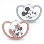 NUK Disney Space Soothers 2Pk Silicone 0-6m Rose 2Pk