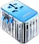 65W Pd Adaptateur De Voyage Prise Universel Usb C/A Charge Rapide Chargeur Mural International Adaptateur Compatible Pour Laptops Macbook Pro Ipad Airpods Pro Iphone Bleu-Pp3