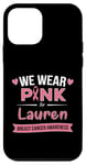 Coque pour iPhone 12 mini Ruban rose « We wear pink » pour Lauren, soutien du cancer du sein