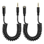 Lot De 2 Câbles Audio 2,5 Mm, Trs 3 Broches Mâle Vers Mâle Stéréo Auxiliaire En Spirale Pour Caméscope, Appareil Photo, Télécommande D'Appareil Photo, Casque, Blaster Infrarouge Et Émetteur