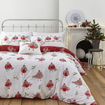 Catherine Lansfield Robins Easy Care Ensemble de Couette Simple, Rouge