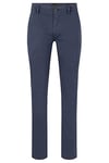 BOSS Mens Schino-Slim D Slim-fit Trousers in Stretch-Cotton Satin Blue