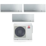 Mitsubishi - electric trial split inverter air conditioner series kirigamine zen silver msz-ef 7+9+18 with mxz-3f54vf r-32 wi-fi integrated colour