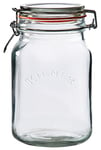 Kilner Square Clip Top Jar 1.5L (1500ml) Airtight Glass Jar for Pickling Large Vegetables Preserving Whole Fruits and Storing Flour Pasta Lentils Dry Foods