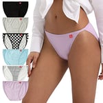 INNERSY Slip Femme Coton Culotte Bikini Confort sous Vetements Feminins Shorty Sport Lot de 6 (XL, Rayure/Carreaux/4 Uni)