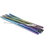 APS Sugrör 10st i metall Rainbow look - D: 8 mm, length: 21,5 cm