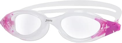 Zoggs Panorama Swim Goggles with Clear Lenses (Clear/Purple) Anti-Fog, UV Protection, Quick Adjust Strap, Wide Vision Adult Swimming Goggles