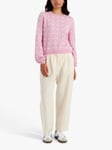 Chinti & Parker Polka Dot Intarsia Wool Cashmere Blend Jumper, Pink Lemonade/Cream