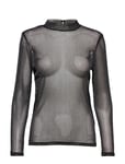 Saint Tropez R1681, Shimmer Blouse T-shirts & Tops Long-sleeved Svart [Color: BLACK ][Sex: Women ][Sizes: XS,S,M,L,XL ]