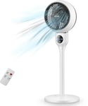 HIYAA Ventilateur sur pied 82 cm | 3 vitesses | Fonction oscillation 90° 120° | Télécommande | Minuterie | Haute circulation de l'air et très silencieux pour appartements, bureaux et chambres à