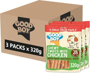 Good Boy - Chewy Twists With Chicken - Dog Treats - Made 320 g (Pack of 3) 