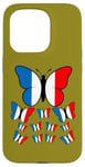 Coque pour iPhone 15 Pro French Pride Papillon Magnifique avec Drapeau de la France