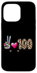 Coque pour iPhone 14 Pro Max Peace Love 100 Days Of School Cœur léopard