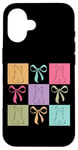 Coque pour iPhone 16 Silhouette de lapin Couleurs pastel Blocs de Pâques