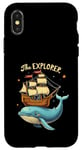 Coque pour iPhone X/XS Aventure nautique avec baleine et bateau pour un explorateur