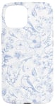 Coque pour iPhone 15 Toile bleue et blanche à motif français, toile bleu clair française