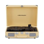 Crosley Cruiser Deluxe Portable Turntable - Bluetooth Record Player, 3-Speed Suitcase Vinyl Player, Home Turntables for Vinyl Records, Built in Stereo Speakers & Bluetooth Receiver, AUX Input, Fawn