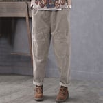 Womens Casual Corduroy Elastic Waist Harem Trousers Wide Leg Cargo Harlan Pants