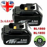 2X For Makita 18V 6.0Ah LXT Li-Ion BL1830 BL1850 BL1860 BL1815 Cordless Battery