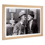 Big Box Art Framed Print of Ben Turpin and Charlie Chaplin Design | Wall Art Picture | Home Decor for Kitchen, Living, Dining Room, Bedroom, Hallway, Office, Oak, A2 / 24.5x18 Inch / 62x45cm