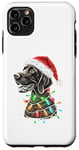 Coque pour iPhone 11 Pro Max Chapeau de Père Noël allemand à poil court Lumières de Noël Chien Maman Papa