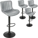 Dazhom - Lot de 4 Tabouret Bar,Chaise de Bar Pivotants avec Dossier, Tabourets de Bar Réglable en Cuir PU,pour Bar, îlot de Cuisine, Comptoir,Gris