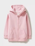 Crew Clothing Kids' Zip Through Hoodie, Pastel Pink