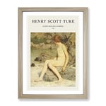 Cupid And Sea Nymphs By Henry Scott Tuke Exhibition Museum Painting Framed Wall Art Print, Ready to Hang Picture for Living Room Bedroom Home Office Décor, Oak A4 (34 x 25 cm)
