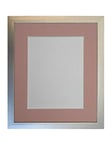 FRAMES BY POST 0.75 Inch Silver Picture Photo Frame with Pink Mount 6 x 4 Image Size 4 x 3 Inch Plastic Glass