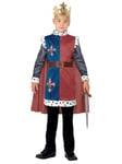 Smiffys King Arthur Medieval Costume, Red with Tunic, Cape & Crown, Boys Fancy Dress, Child Dress Up Costumes