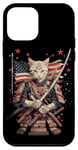 iPhone 12 mini Cat Samurai American Flag Samurai Cat Art Patriotic Cat Case