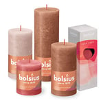 Bolsius Rustic Candle Gift Set - True Love - Box of 4 Candles and 1 Reed Diffuser - Long Burning Time - Household Candle - Interior Decoration - Vegan Wax - No Palm Oil - Mother's Day