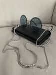 Authentic Chanel Chain Sunglasses Round Blue Silver 4245 c.124/80