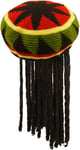 Adult Rasta Jamaican Hat Dread Locks Wig Bob Marley Fancy Knitted Cap Caribbean