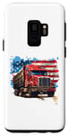 Coque pour Galaxy S9 Camion conducteur patriotique drapeau USA rouge blanc et bleu camions fourgon