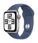 Apple Watch SE GPS + Cellular 40 mm Boîtier en Aluminium Argent avec Bracelet Sport Denim S/M