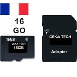 Minneskort kompatibelt med ULEFONE POWER 6 - CEKA TECH® Micro-SD 16GB Class 10 med SD-adapter