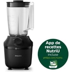 PHILIPS Blender Daily HR2041/41, 450W, 4 lames ProBlend 4, Bol plastique de 1,9L, Gourde, 1 vitesse + pulse, Noir