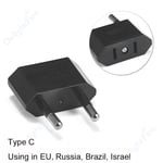 Adaptateur de voyage pour prise électrique,convertisseur de puissance,prise secteur,américain,mexicain,Canada,chine,japon - Type eu plug black #B