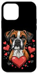 Coque pour iPhone 12 mini Coeurs d'amour de la Saint-Valentin pour chien Boxer