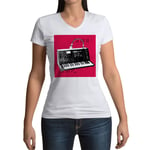 T-Shirt Femme Col V Vintage Synth Korg Vocoder Synthetizer Analog Pub