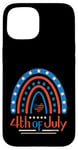 Coque pour iPhone 15 4 juillet 4 juillet arc-en-ciel blanc bleu rouge patriotique