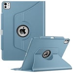 FINTIE Coque pour iPad Pro 13 Pouces 2024 M4 (A2925 / A2926 / A3007) - [Rangement de Stylet] Coque Rotative à 360° Étui Pivotant, Housse Veille/Réveil Automatique, Bleu Brumeux