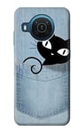 Pocket Black Cat Case Cover For Nokia X20